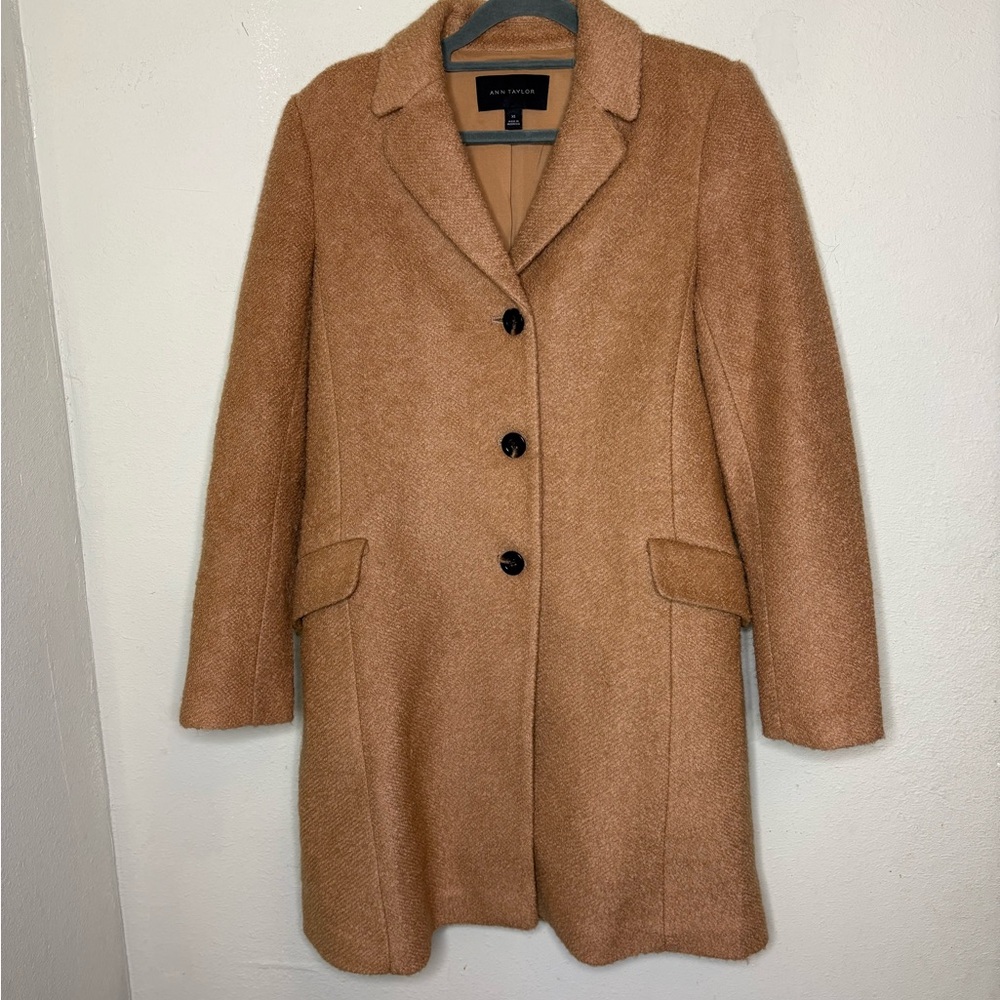 Ann Taylor Camel Wool-Blend Single-Breasted Coat Size XS